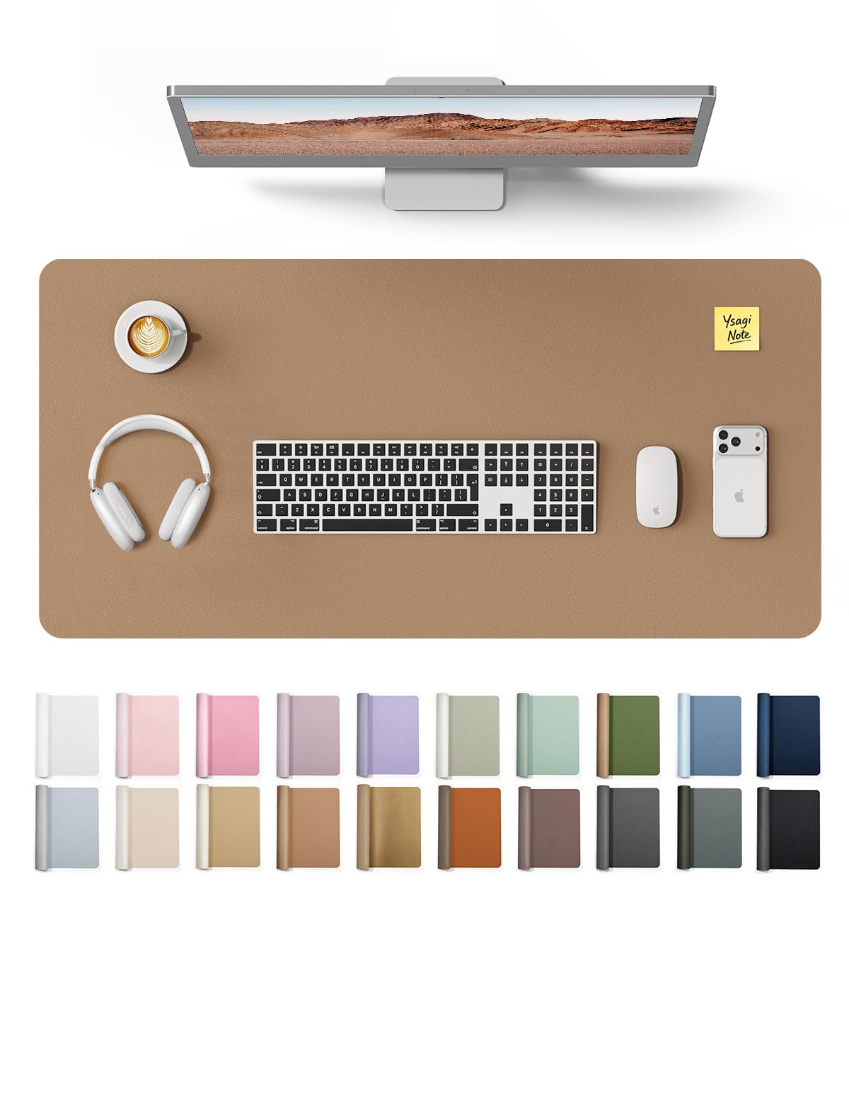 YSAGi Desk Protector&Blotter, Non-Slip Waterproof Leather Mouse Pad