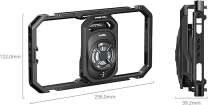 SMALLRIG All-in-One Cooling Dual Handle Phone Cage Kit for iPhone/Android, 15W Active Cooler & 4-in-1 USB-C Hub, Universal Compatibility 2.5-3.1" Phones, for Live Streaming- 5276