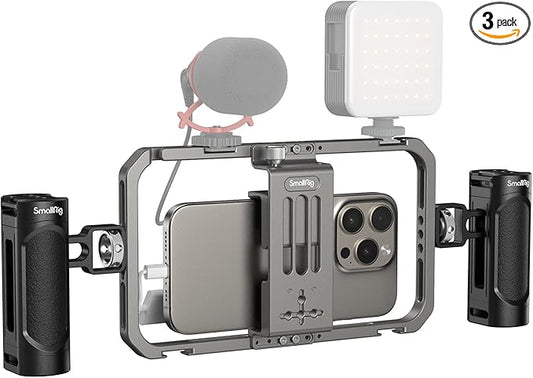 SmallRig Universal Phone Cage, Smartphone Video Rig Kit with Handles, Handheld Filmmaking Vlogging Case Stabilizer for Videomaker, for iPhone for Samsung for Pixel and Other Android Phones