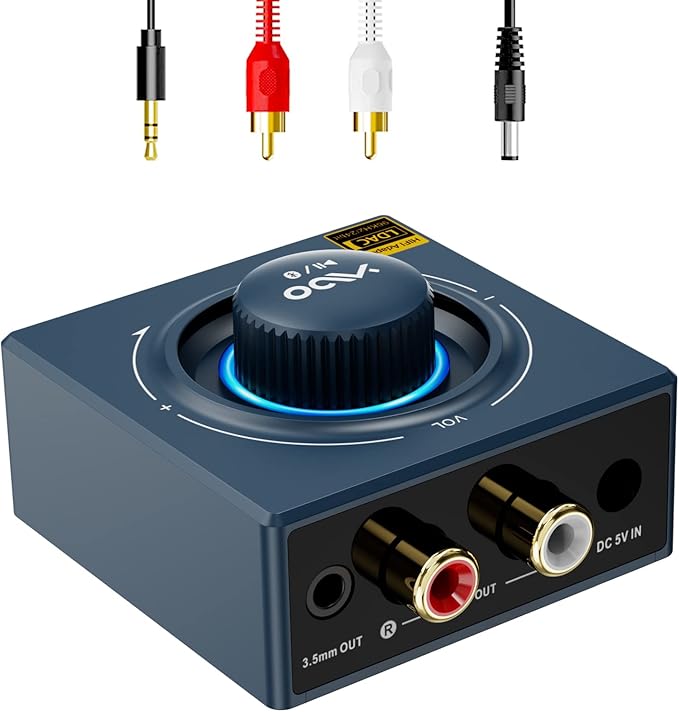 YMOO B06T3+ LDAC Bluetooth 5.2 Receiver for Home Stereo, Aptx SBC AAC Bluetooth Audio Adapter,30ms Low Latency, RCA 3.5mm Jack Aux HiFi for Speaker/Older Stereo/Amplifier from Phone/Tablet/Laptop