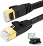 Cat 7 Flat Ethernet Cable 15ft Black, High Speed 10GB Shielded (STP) LAN Internet Network Cable Ethernet Patch Computer Cable with Rj45 Connectors and 5pcs Adhesive Cable Clips