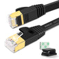 XINCA Cat 7 Flat Ethernet Cable 25ft Black, High Speed 10GB Shielded (STP) LAN Internet Network Cable Ethernet Patch Computer Cable with Rj45 Connectors and 10pcs Adhesive Clips