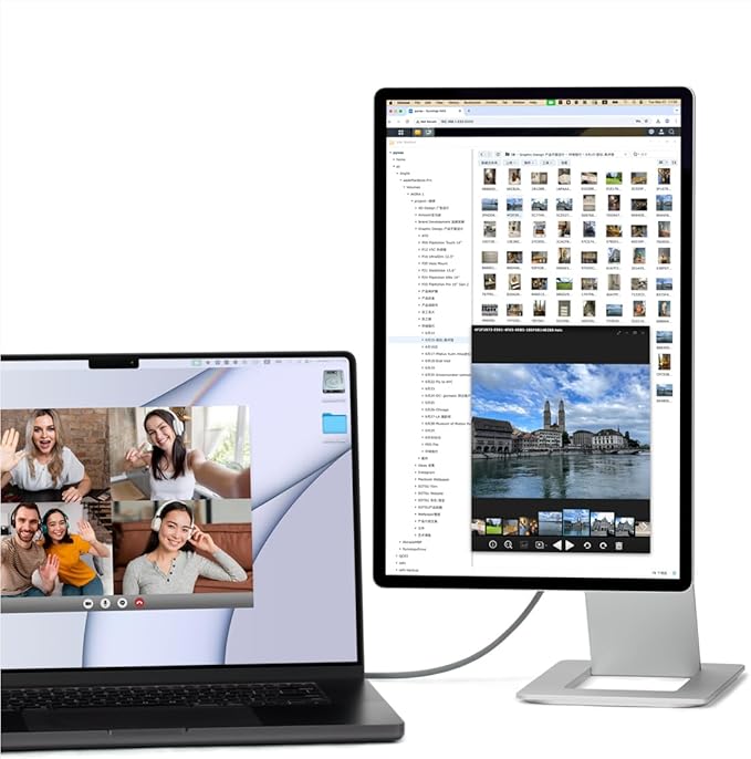 SOTSU FlipAction Elite 16" | 4K Portable Monitor | 3840 x 2400 (UHD+) | 60 Hz | 100% DCI-P3 | 450 Nits | Pivot Rotate | Full Metal CNC | Perfect Match for Mac and Windows (Silver)