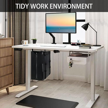 Under Desk PC Mount with Anti Scratch Sponge, Adjustable CPU Holder Bracket for Computer Tower (Black, Fixed)