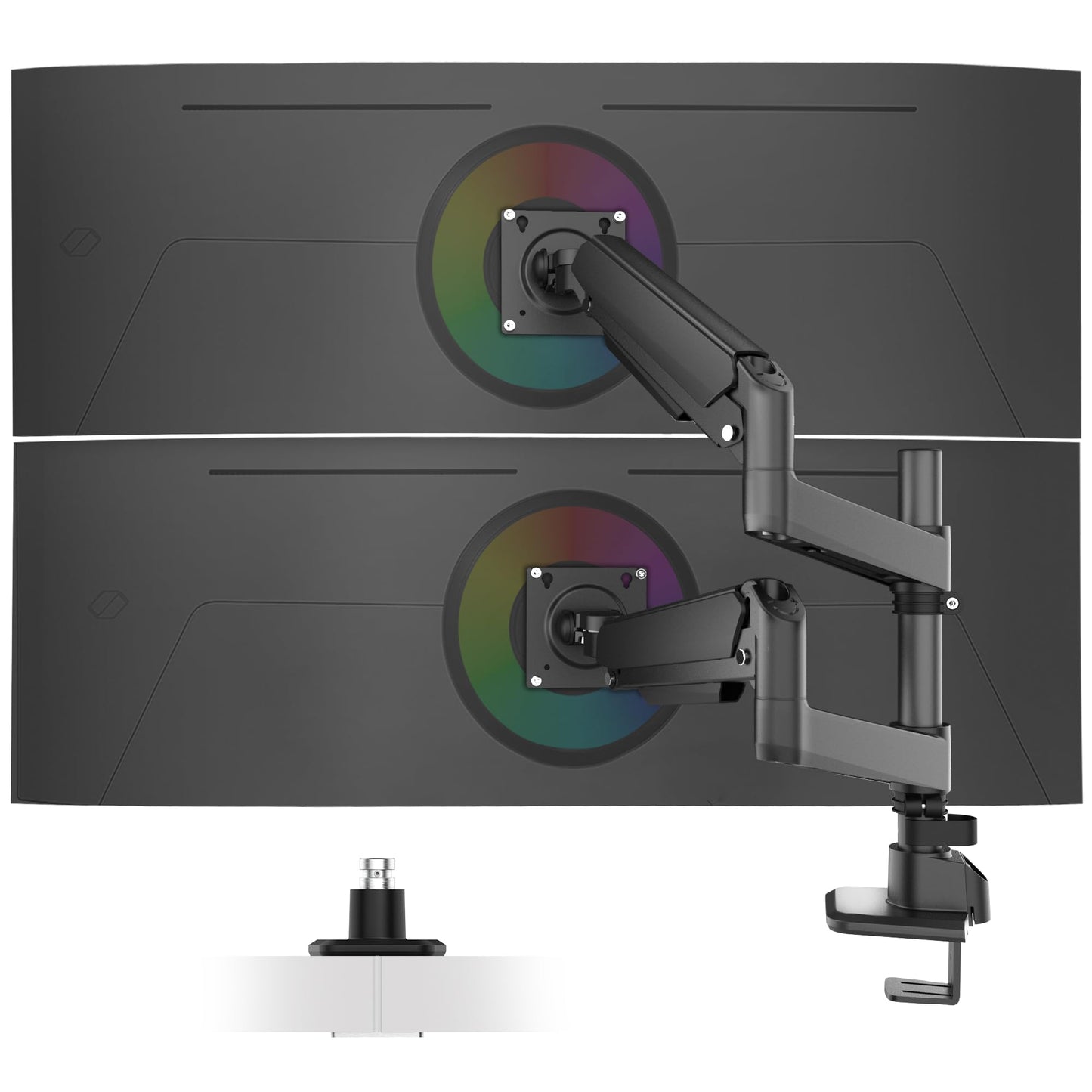 Ergounion Dual Monitor Arm for 13-49 Inch Ultrawide Screens, Heavy Duty Monitor Mount for 2 Monitors up to 44lbs, Full Motion Vertical Stacked Dual Monitor Arm Desk Mount, 75/100mm VESA Mount, Black