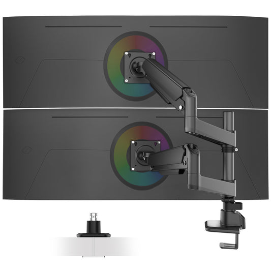 Ergounion Dual Monitor Arm for 13-49 Inch Ultrawide Screens, Heavy Duty Monitor Mount for 2 Monitors up to 44lbs, Full Motion Vertical Stacked Dual Monitor Arm Desk Mount, 75/100mm VESA Mount, Black