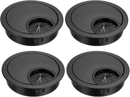 uxcell Cable Hole Cover, 2.1Inch/53.5mm Zinc Alloy Desk Wire Cord Cable Grommets Hole Cover for Office PC Desk Cable Cord Organizer, 4 Pcs Black