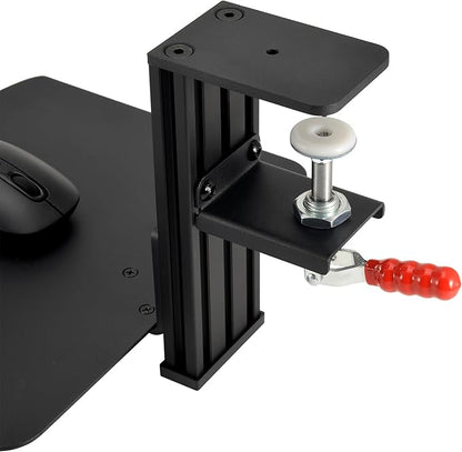 Metal Clamp-on Adjustable Computer Mouse Pad and Device Holder for Desks, Metal Computer Mouse Desk Mount Pad, 10.63" x 8.66" Ergonomic Desk Extender Tray, Fits up to 4 Inch Desktops, Black