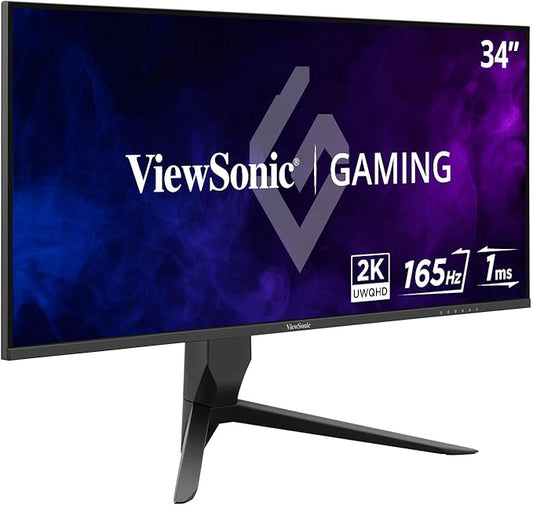 ViewSonic VX3418-2K 34 Inch 1440p Ultrawide Gaming Monitor, 165Hz and 1ms for Smooth Gameplay, FreeSync Premium and Eye Care Technology, HDMI, and DisplayPort Inputs