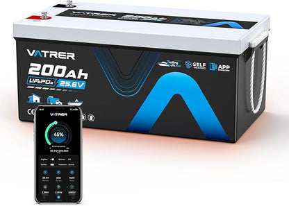 24V 200AH Bluetooth Low/High Temp Cutoff LiFePO4 Lithium Battery with Self-Heating, Built-in 200A BMS, Rechargeable Battery with 5.12kW for RV/Camper, Solar Home & Off-Grid Setup, Backup