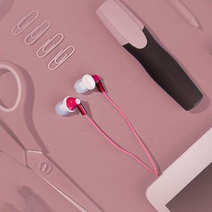 Panasonic ErgoFit Wired Earbuds, 3.5mm Jack In-Ear Headphones Wired with Dynamic Crystal-Clear Sound and Ultra Soft Ergonomic Custom-Fit Earpieces (S/M/L), for Phones and Laptops - RP-HJE120-P (Pink)