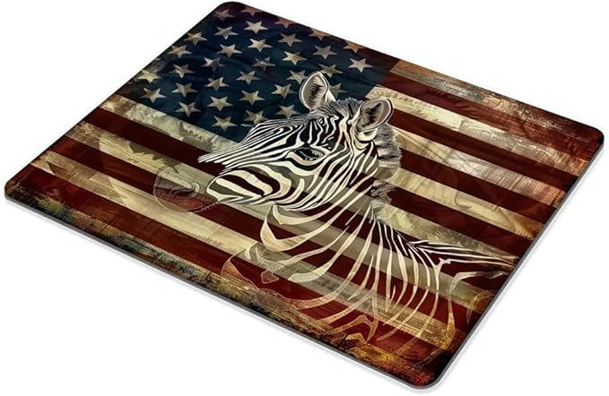 Square Mouse Pad Black and White Zebra and National Flag-1,Gaming Mouse Pads for Desk,Soft Computer Waterproof Non-Slip Mouse Mat