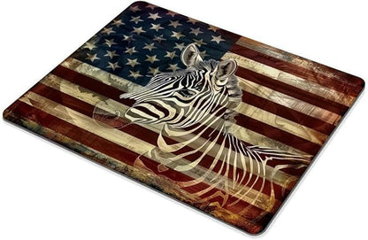 Square Mouse Pad Black and White Zebra and National Flag-1,Gaming Mouse Pads for Desk,Soft Computer Waterproof Non-Slip Mouse Mat