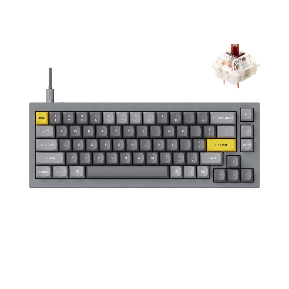 Keychron Q2 Wired Custom Mechanical Keyboard, QMK/VIA Programmable Macro, Full Aluminum, Hot-Swappable Gateron G Pro Red Switch, 65% Layout Double Gasket Compatible with Mac and Windows - Blue