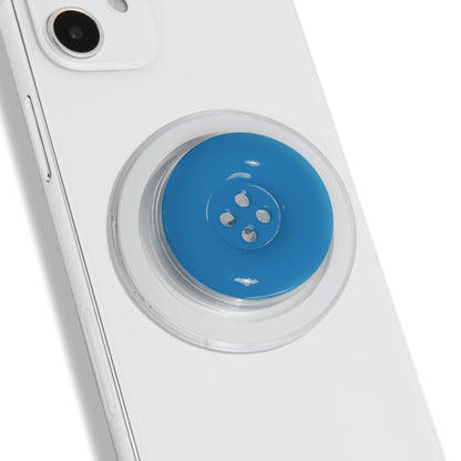 Solid Color Button Phone Grip – Minimalist Design, Durable and Lightweight, Grip and Stand for Smartphones (Blue, Magnetic Type)
