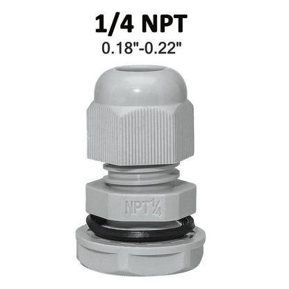 Bonsicoky 1/4" NPT Nylon Cable Glands, Grey, 10 Pcs