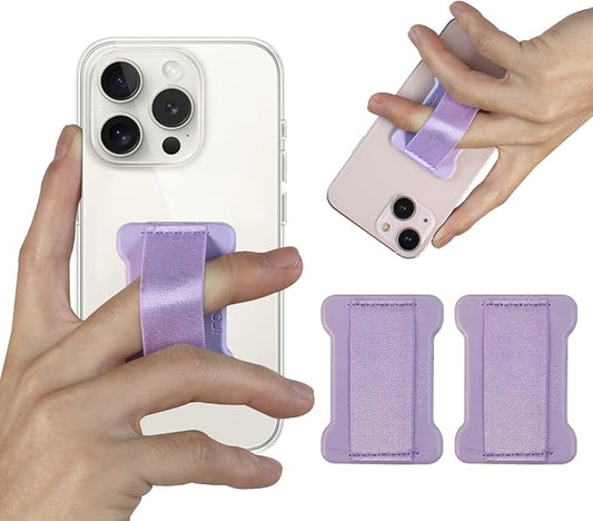 WUOJI Universal Phone Grip for Smartphones - Phone Holder for Hand - Wireless Charging Compatible - 2Pack (Purple)