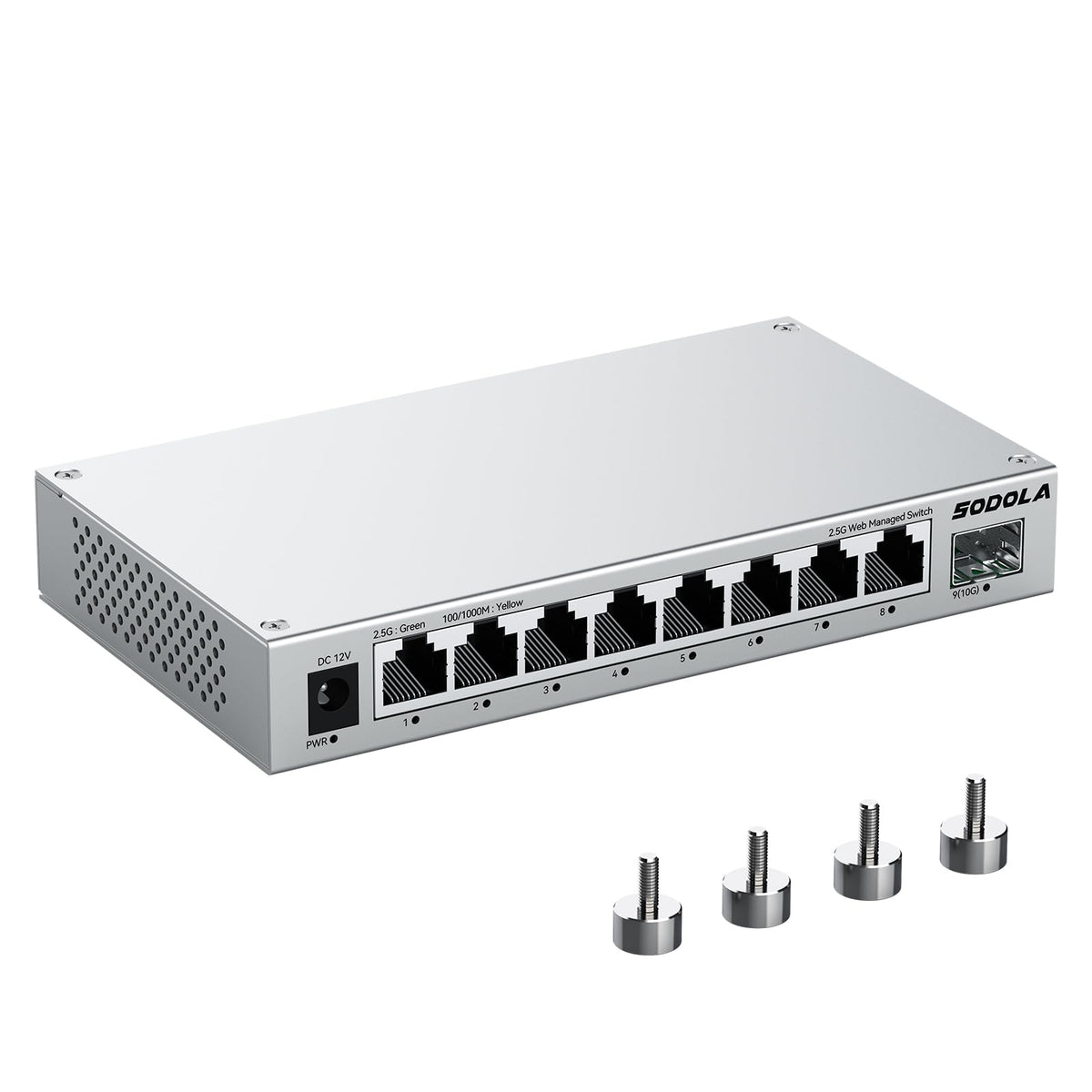 SODOLA 6 Port 2.5Gb Easy Web Managed Switch,4x2.5G RJ-45,2x10G SFP+