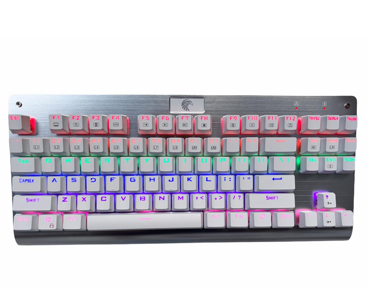Granvela MechanicalEagle Z-77 75% Mechanical Keyboard | Aluminium Panel | Clicky Blue Switches | Rainbow LED Backlit | N-Key Rollover | 87-Key Tenkeyless | Hot Swappable |Spare Switches Included