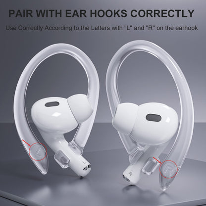 ICARERSPACE 2 Pairs Ear Hooks for AirPods Pro 2 1 AirPod 4-1, Transparent