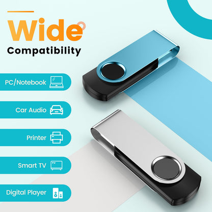Kepmem 16GB USB 3.0 Multipack - 10pcs Thumb Drives, Metal, Swivel, Zip