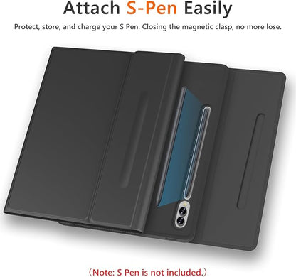Galaxy Tab S9 FE+/ S9+ /S10+ 12.4 Inch Case with Keyboard, 7-Color Backlit Keyboard with S Pen Holder for Samsung Tab S10 Plus/S9FE Plus 5G 12.4" Black