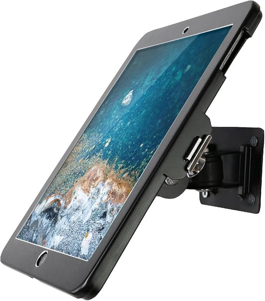 WeSTRUGGLE On Wall Mount Bracket for iPad 9.7"(6th,5th,Gen.), 9.7" Air1& 2, 9.7" Pro, Excluding iPad 9.7"(1th,2th,3th,4th,Gen.),Anti Theft Lock, Rotate Design Arbitrary,Multi Angle, Metal,(Black)