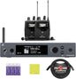 Liquid Audio Sennheiser ew IEM G4-Twin-A Wireless in-Ear Monitoring System Bundle w/Pig Hog PHM10 8mm Mic Cable, 4-Pack Blucoil AA Batteries Polishing Cloth