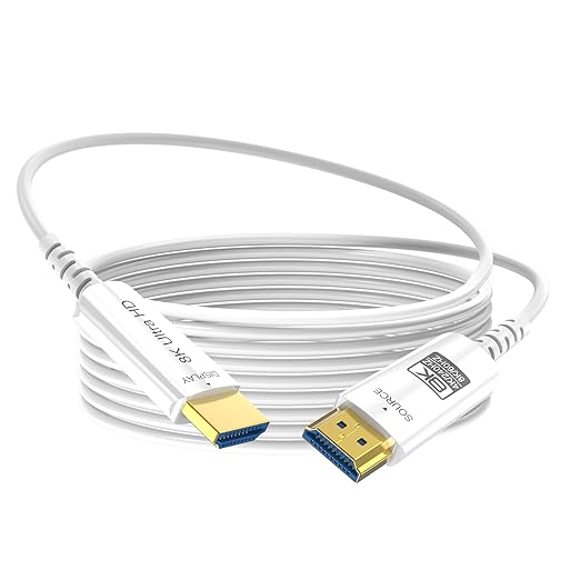8K Fiber Optic HDMI Cable 50 FT, 8K@60Hz 4K@240Hz, Thin Extra Long HDMI Cable 48Gbps Ultra High Speed, Dynamic HDR, eARC, HDCP 2.2&2.3, 3D, Compatible for PS4/5/Xbox/TV/Laptop/Monitor