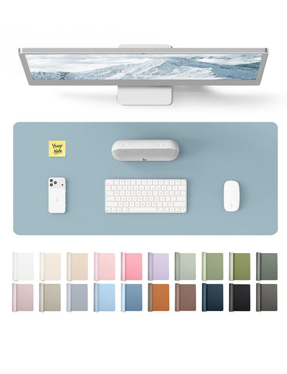 YSAGi Large Extended PU Leather Desk Pad Protector – Non-Slip Waterproof Desk Mat for Office & Home, Easy Clean Mouse Pad & Laptop Writing Blotter 35.4"x17" Black — 23.6" x 13.8"