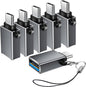 USB C to USB Adapter 6 Pack,Type C to USB Adapter,USBC Male to USBA Female OTG Converter,USBC Adapters for iPhone 16 15,MacBook Pro/Air,iPad Pro,Charger(Grey)