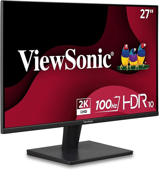 ViewSonic VS2725-2K 27 Inch 1440p Monitor, 100Hz Refresh Rate for Smooth Home and Office Viewing, Eye Care Technology, HDMI, and DisplayPort Inputs