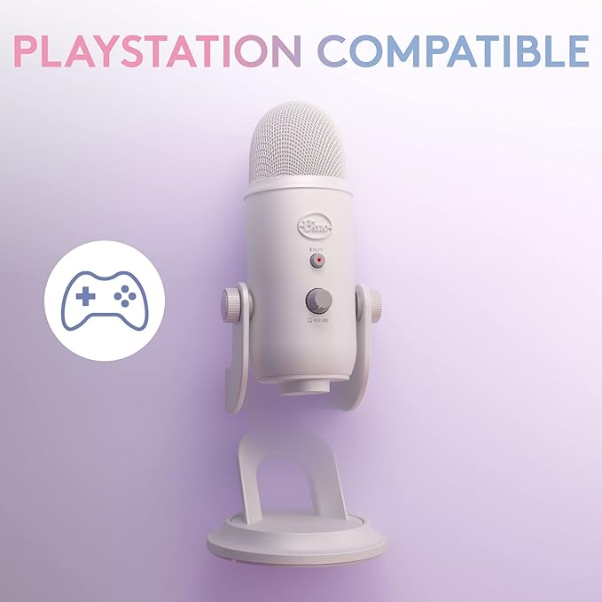 Logitech Creators Blue Yeti USB Microphone for Gaming, Streaming, Podcast, YouTube, Discord, PC, Studio Sound, Plug & Play-White Mist
