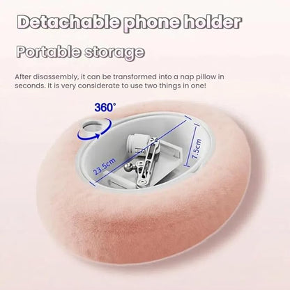 Pillow Stand Holder for Kindle Tablet iPad,Plush Mobile Phone Stand with a Snack Bowl with lid,Compatible with 4.7"-13" Phone, Tablet, iPad, iPhone, Google, Kindle, Samsung (Pink)
