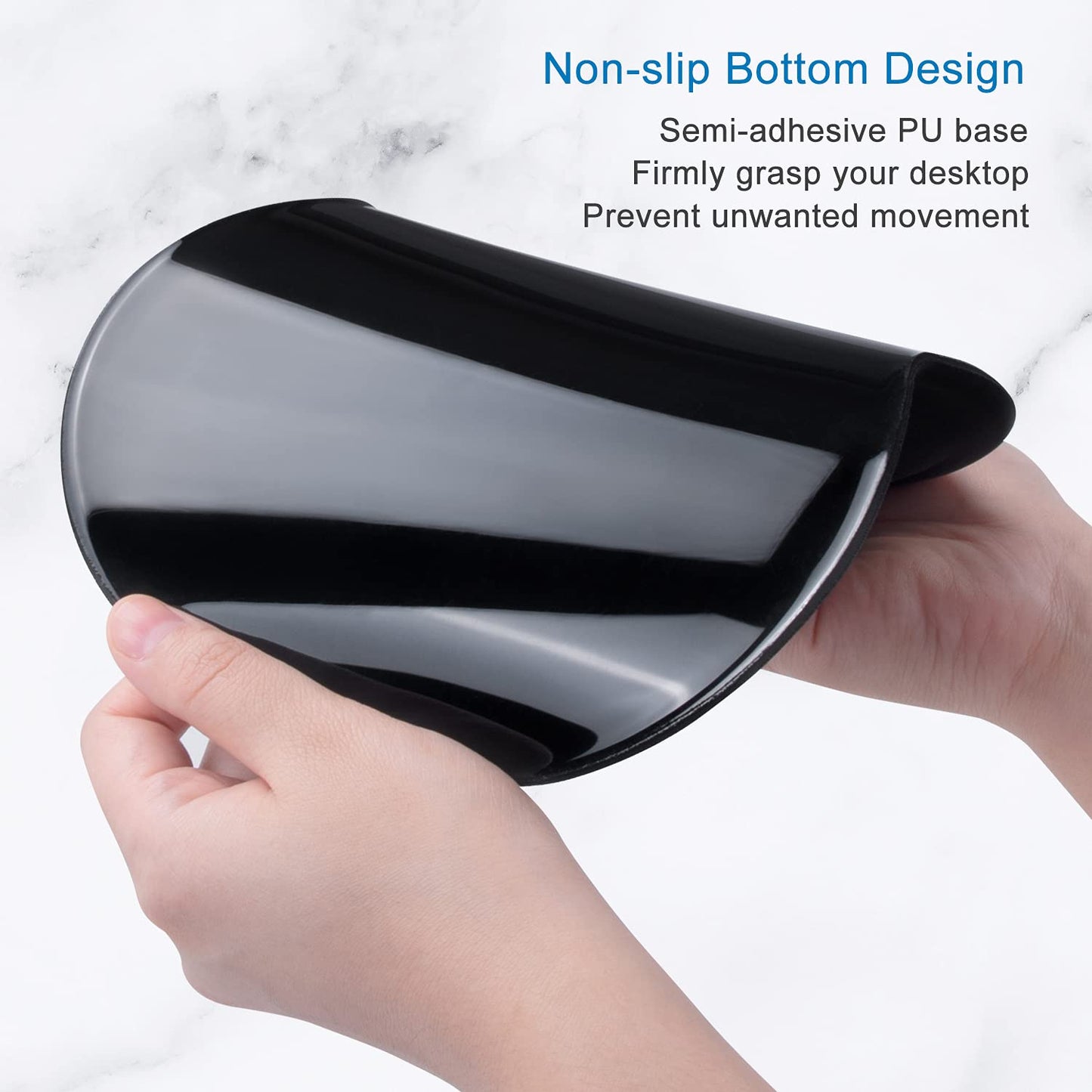 ITNRSIIET Ergonomic Mouse Pad with Gel Wrist Support Small Wrist Rest Smooth Surface Non-Slip PU Base Comfortable Office Supplies Pain Relief, 8.7 x 7.2 inches, Rose Gold Marbling