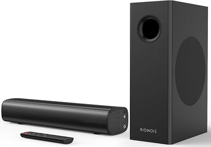 Sound Bars for Smart TV with Subwoofer, 2.1 Deep Bass Small Soundbar Home Theater Surround System Speaker with 4 Inch Subwoofer, Bluetooth/Optical/AUX Connection, Compact Soundbar for TV