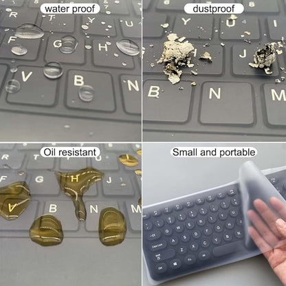 Ultra Thin Desktop PC Silicone Clear Keyboard Cover Skin Protector for 104/107 Keys Standard Desktop Keyboard, Transparent with Black Border, Waterproof, Dust-Proof
