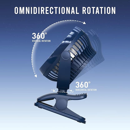 Shinebella AA Battery Powered Clip on Fan with 4-Speed, 5’’ Small Desk Fan with Aroma Function, USB Powered, 360°Rotation, Ultra Quiet, for Golf Cart, Stroller, Bedroom,Car(Batteries Not Included)