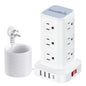 Power Strip with 12 Outlets 4 USB (1 USB C), 6.5Feet Extension Cord with Multiple Outlets, Charging Station, Power Strip Tower, Home Office Desk Supplies