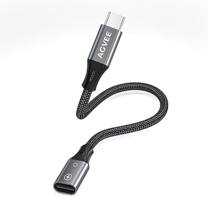 AGVEE 2 Pack 4 inch Lightning Female to USB C Male PD Adapter, 27W Fast Charger Charging Comverter for iPhone 15 16 Plus Pro Max Carplay, Samsung S25 S24 S23 S22, Not for Audio, Dark Gray