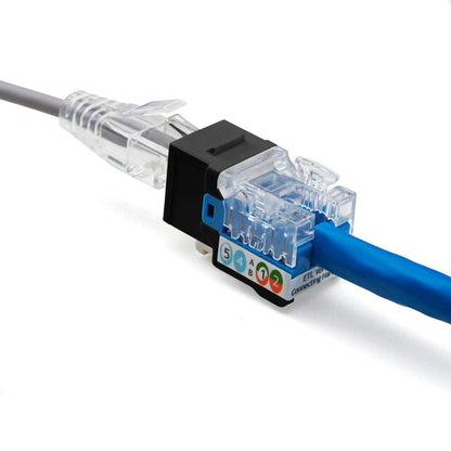 TRUE CABLE Cat6A Unshielded (UTP) Keystone Jack, 90-Degree Punch-Down RJ45 Female Module, PoE++ 4PPoE, UL Listed & TIA Certified, Black, 12 Pack