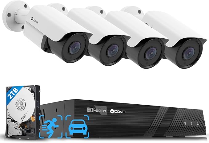 4COVR PoE Security Camera System, 8 Channel NVR with 2TB HDD, LY37EX5M0804