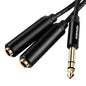 HOSONGIN 1/4 inch TRS to Dual 3.5mm Female Y Cable, 1.5ft, Black Copper Wire & Gold Plated Connectors, Compatible with Headphones