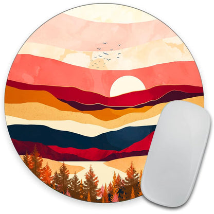 Mountain and Moon Round Mouse pad Customized Mousepad Non-Slip Rubber Base Mouse Pads for Computers Laptop Office Desk Accessories Mouse pad
