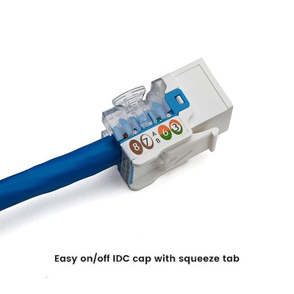 trueCABLE Cat6A Keystone Jack, Unshielded (UTP), 90 Degree Punch-Down, PoE++ (4PPoE), UL Listed, ETL Verified, ANSI/TIA Certified, Modular RJ45 Female, White, 12 Pack