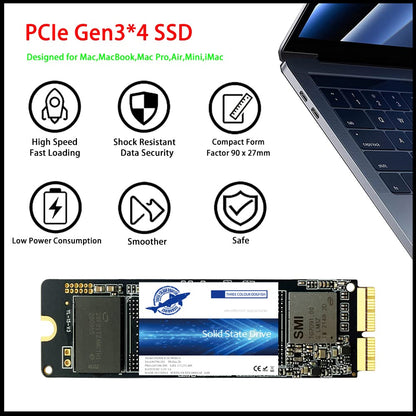Dogfish NVMe SSD da 256 GB per MacBook PCIe Gen3x4 M.2 2280, SSD interno per MacBook Air A1466 A1465 (2013-2017)/MacBook Pro A1398 A1502 (Retina 2013-2015)/iMac A1419 A1418