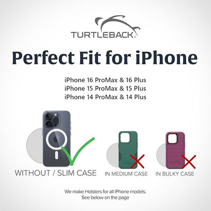 Turtleback Belt Clip for iPhone 16 Pro Max, 15 Pro Max, 14 Pro Max -Small- Fits w/Slim MagSafe Style Cases, Premium Black Nylon, Horizontal Belt Holder, Magnetic Closure HD Rotating Belt Clip