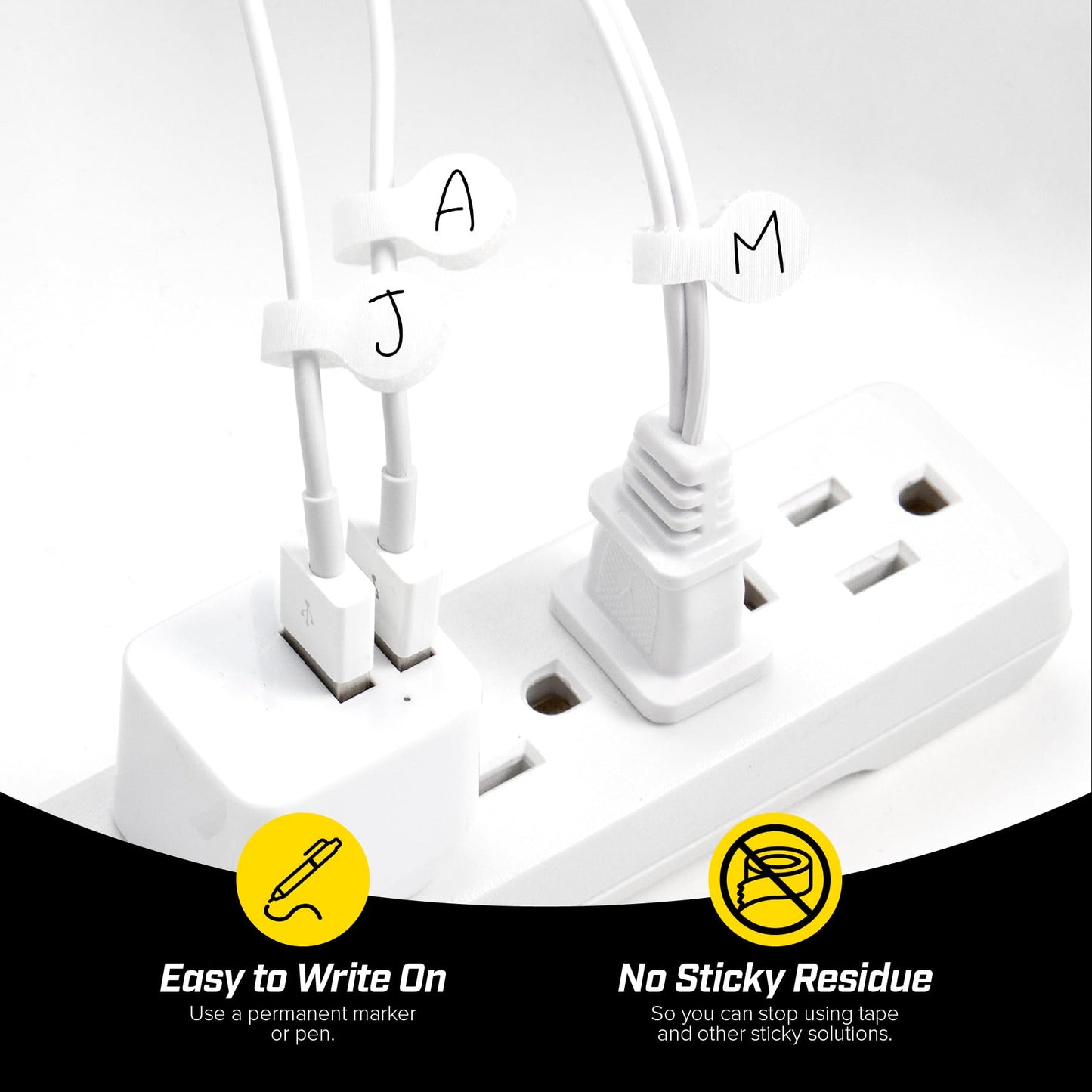 Wrap-It Storage Cable Labels - Mini (60 Pack) White
