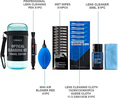 VSGO DKL-15B Professional Cleaning Kit for DSLR Cameras and Sensitive Electronics Bundle with 0.5oz VSGO Photo Lens and LCD Cleaner 3 Color for Option(Black, Blue, Red) (Blue)