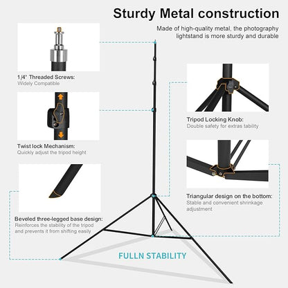20FT/6M Tripod Stand - Heavy Duty Tripod Stand - Tall Tripods Air-Cushioned Telescoping Light Stand for Photography Overhead Shots, Sports(Aluminum Alloy)